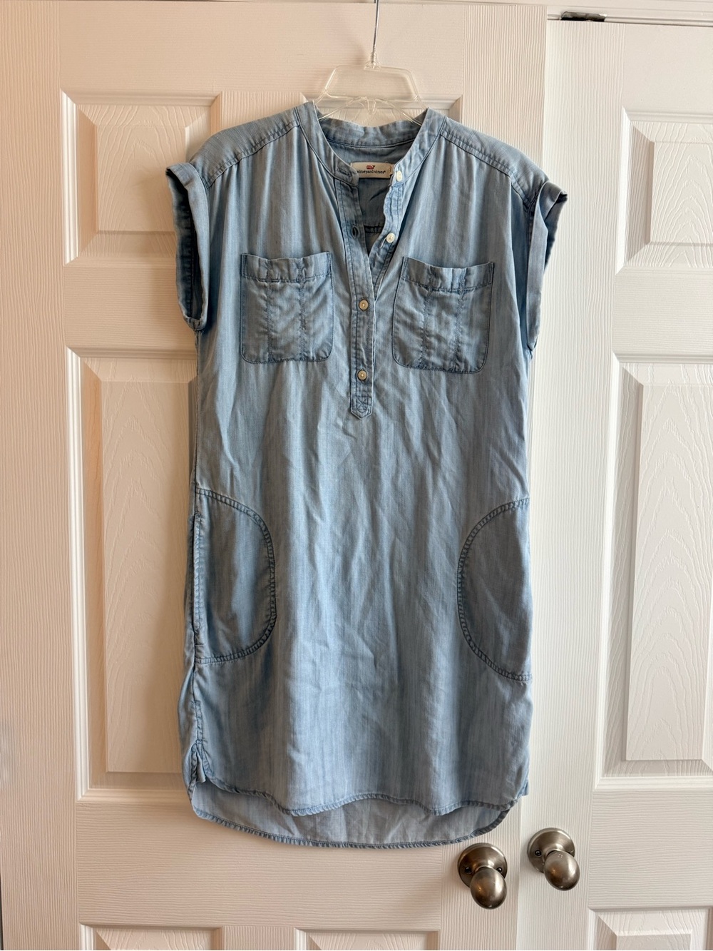 Vineyard Vines Light Blue Denim Mini Shirt Dress